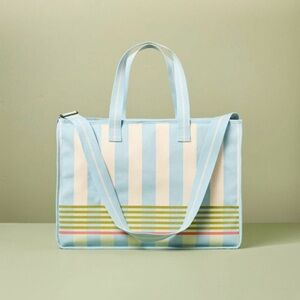 Cross Stripe Carry-All Tote Blue/Green/Natural Hearth & Hand with Magnolia